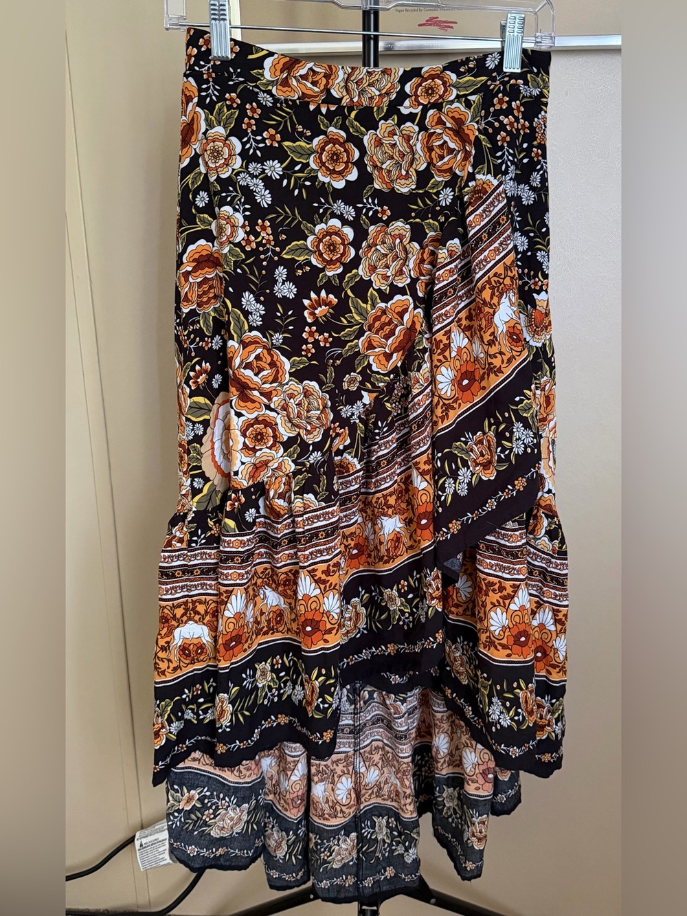 Western Prairie Boho High-Low Skirt Horse & Floral Size Small